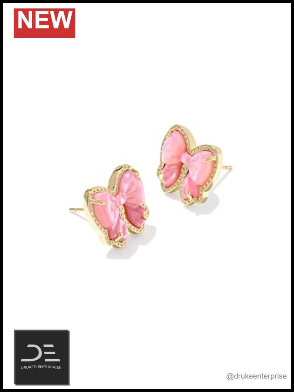 Gold Plated Bow Stud Earrings Mother of Pearl Kendra Scott Style